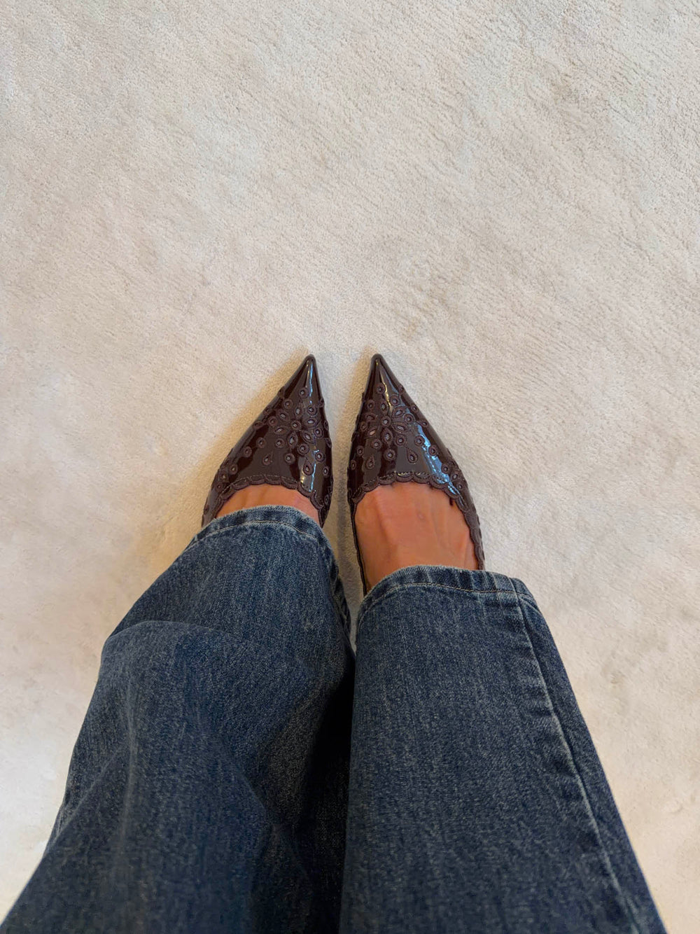 Ydun slingback hæle med detaljer - Mørkebrun