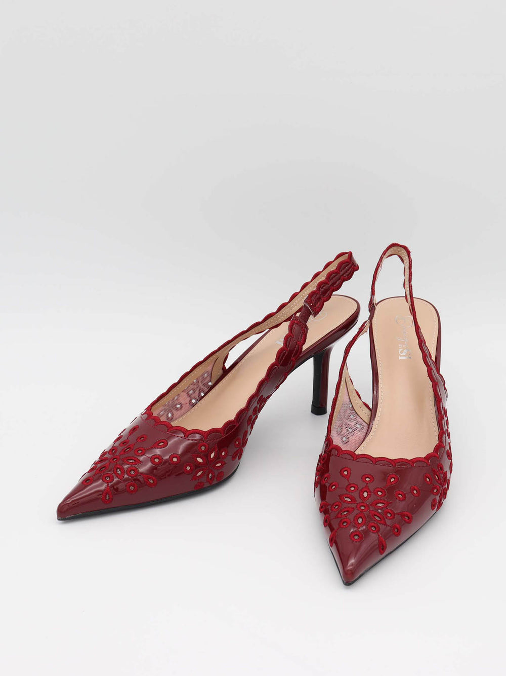 Ydun slingback hæle med detaljer - Rød