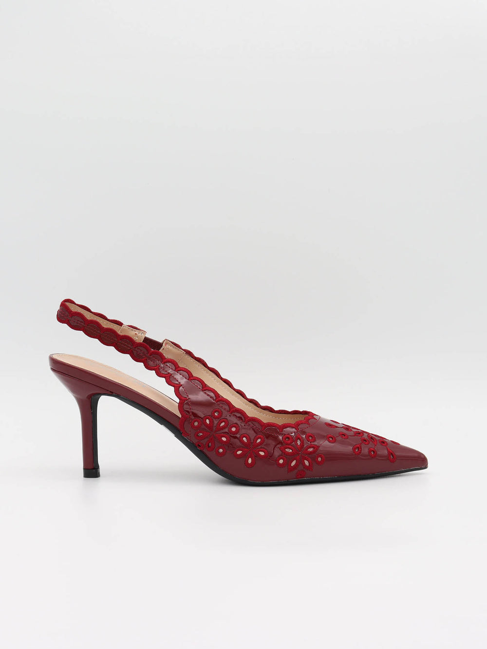 Ydun slingback hæle med detaljer - Rød