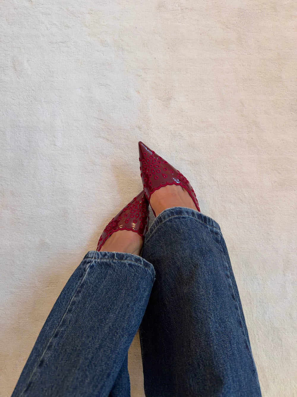 Ydun slingback hæle med detaljer - Rød