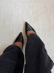 Karline slingback mules med krokodilleprint - Sort