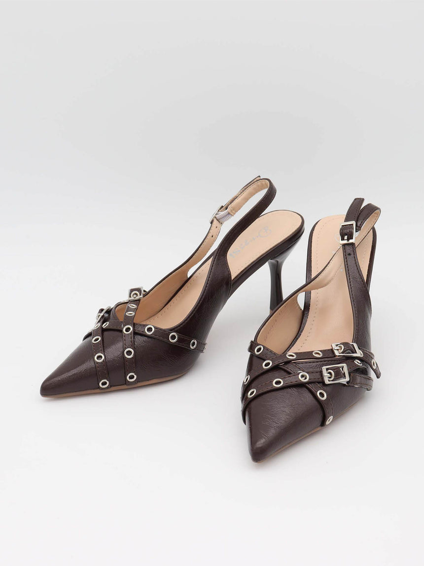 Kandy slingback stiletter - Brun