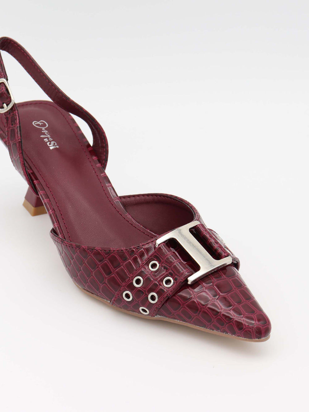 Nida slingback stiletter med spænde - Vinrød