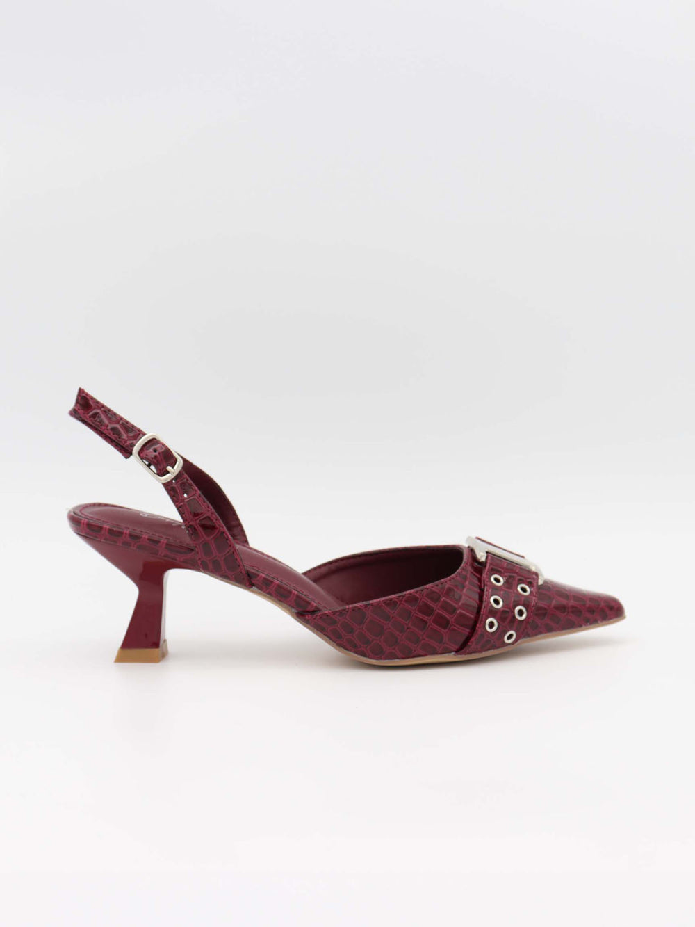 Nida slingback stiletter med spænde - Vinrød