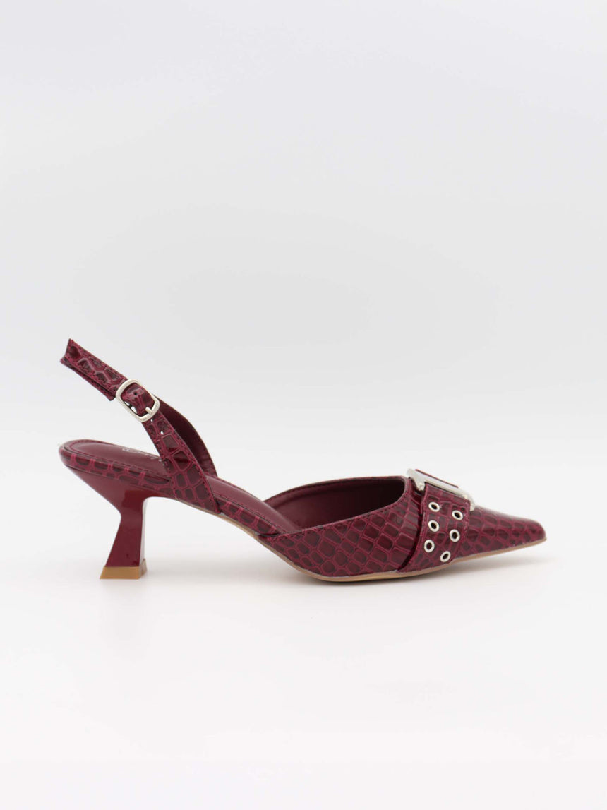 Nida slingback stiletter med spænde - Vinrød