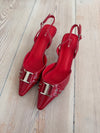 Nida slingback stiletter med spænde - Rød