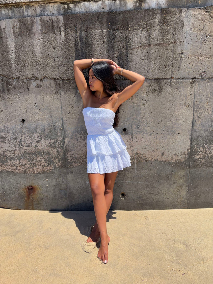 Lissy smockkjole - Hvid broderi