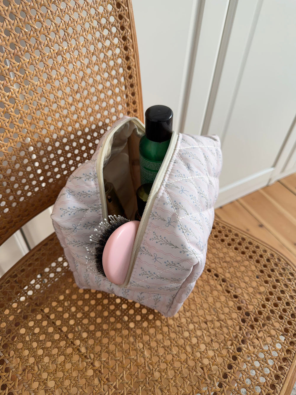 Honey stor toilettaske med mønster - Off white