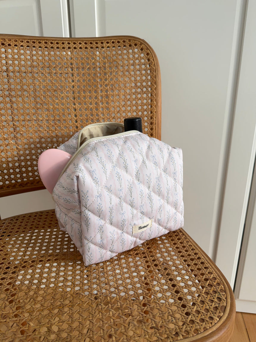 Honey stor toilettaske med mønster - Off white