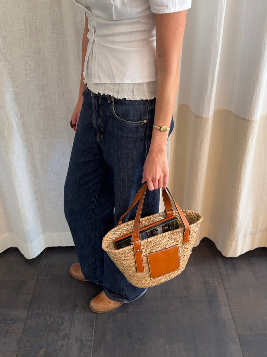 Botalia strandtaske i flet - Beige