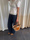 Botalia strandtaske i flet - Beige