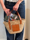 Botalia strandtaske i flet - Beige
