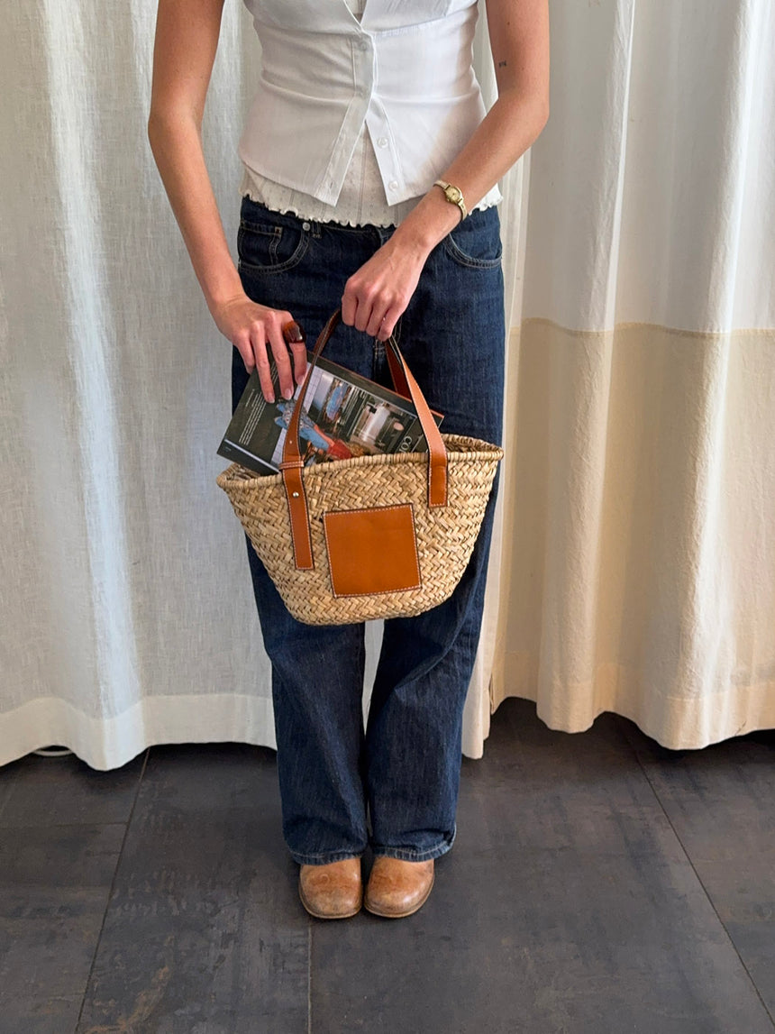 Botalia strandtaske i flet - Beige