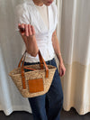 Botalia strandtaske i flet - Beige