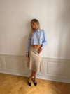 Lavinia stribet cropped skjorte - Blå/hvid