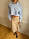 Lavinia stribet cropped skjorte - Blå/hvid