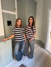 Estella stribet t-shirt - Navy/bordeaux