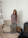 Estella stribet t-shirt - Brun/bordeaux