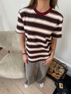 Estella stribet t-shirt - Brun/bordeaux