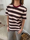 Estella stribet t-shirt - Brun/bordeaux