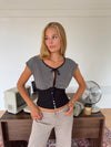 Bianca stribet top med detaljer - Sort/hvid