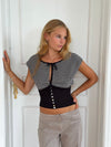 Bianca stribet top med detaljer - Sort/hvid