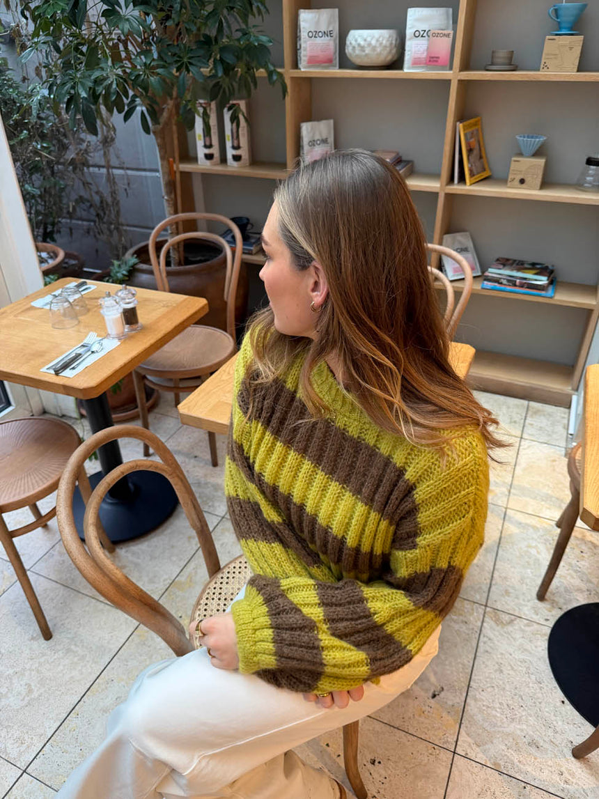 Elowen strik - Grøn/brun