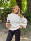 Carina strik med ærmedetalje - Beige