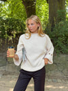 Carina strik med ærmedetalje - Beige