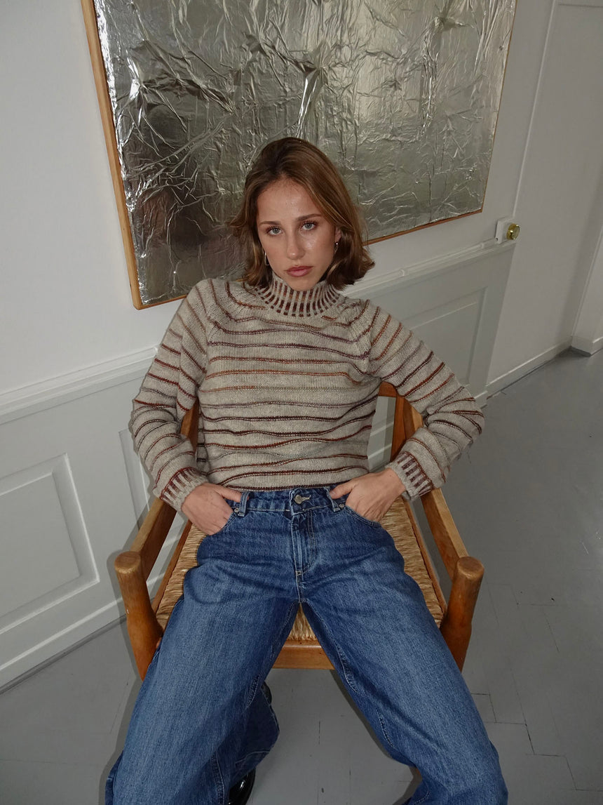 Rainova strik med striber - Beige/multifarvet