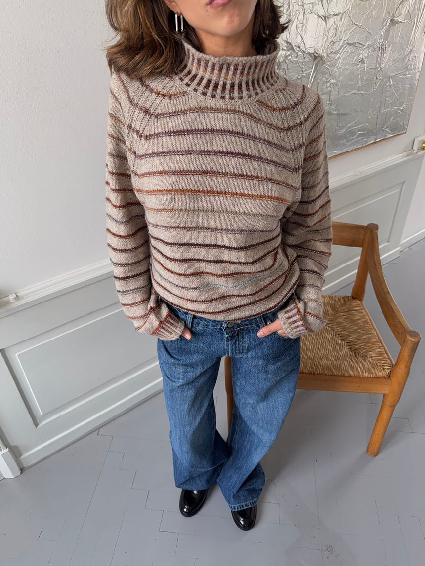 Rainova strik med striber - Beige/multifarvet