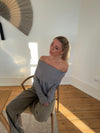 Billie off shoulder strik - Grå