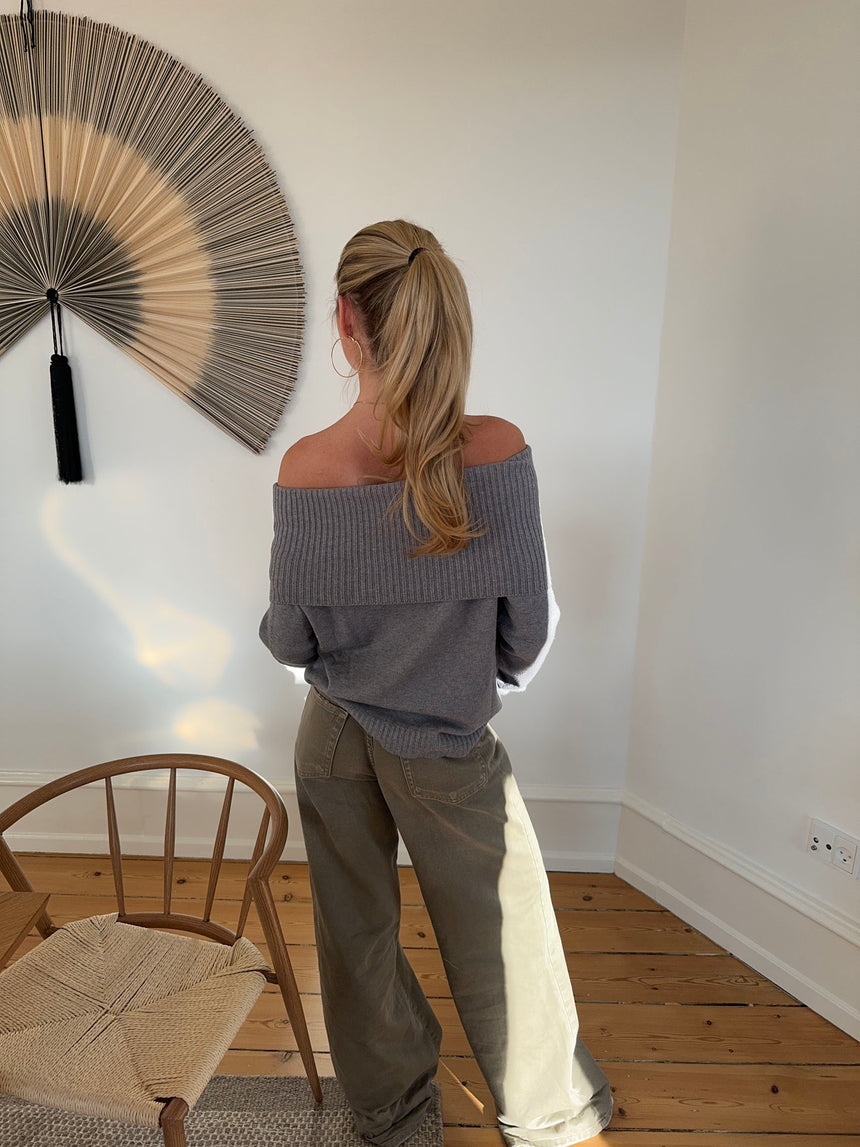 Billie off shoulder strik - Grå