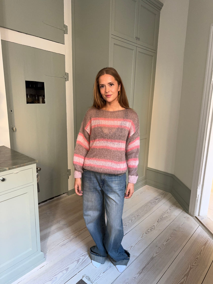 Evelina striktrøje - Brun/pink