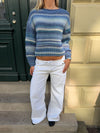 Louna strik med striber - Hvid/navy