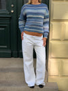 Louna strik med striber - Hvid/navy