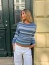 Louna strik med striber - Hvid/navy