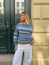 Louna strik med striber - Hvid/navy