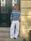 Louna strik med striber - Hvid/navy
