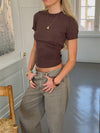 Sylvia strikket t-shirt - Brun