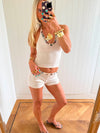 Scandivv top i strik med knapper - Off white