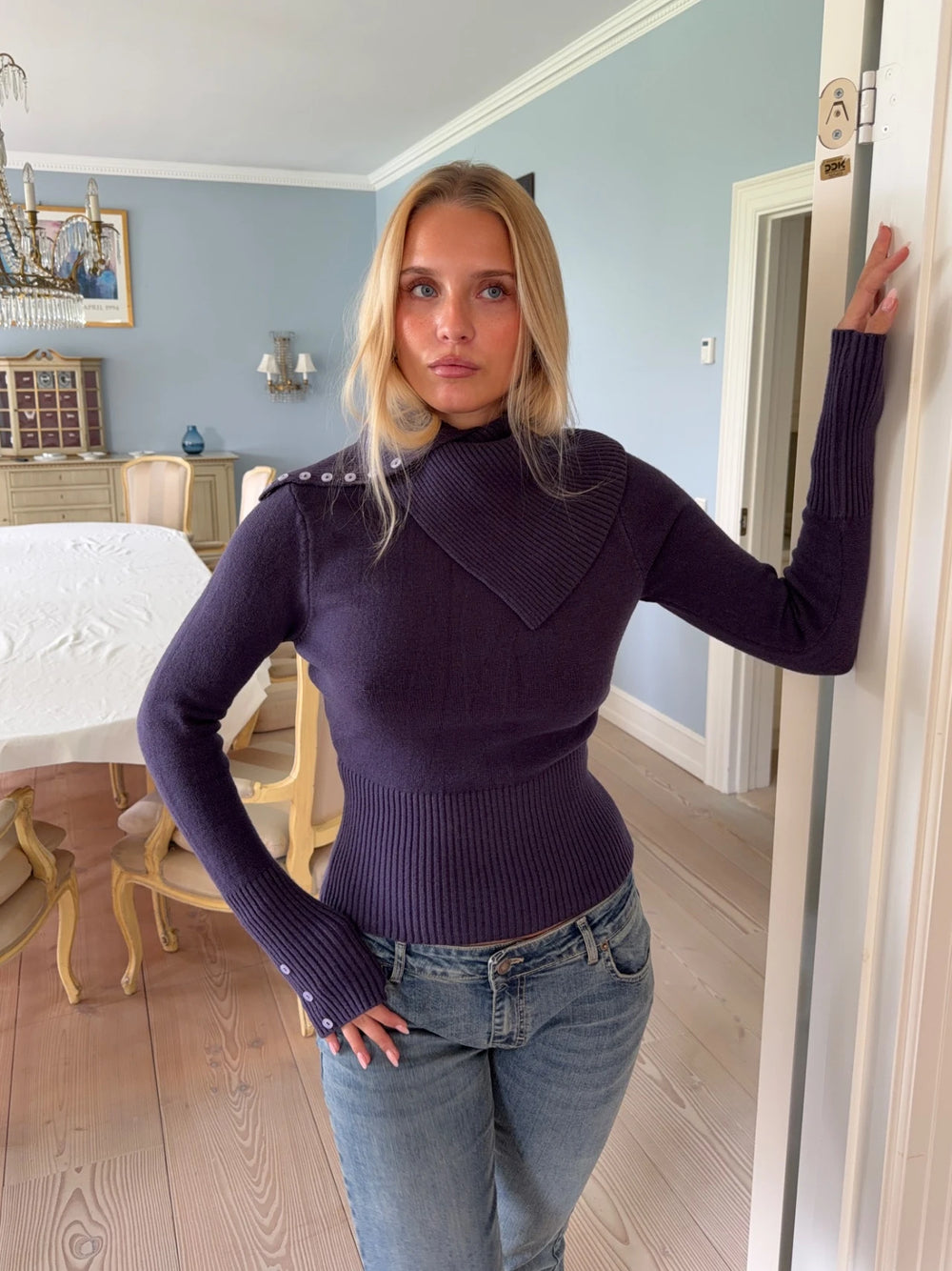 Haydith strikbluse - Lilla