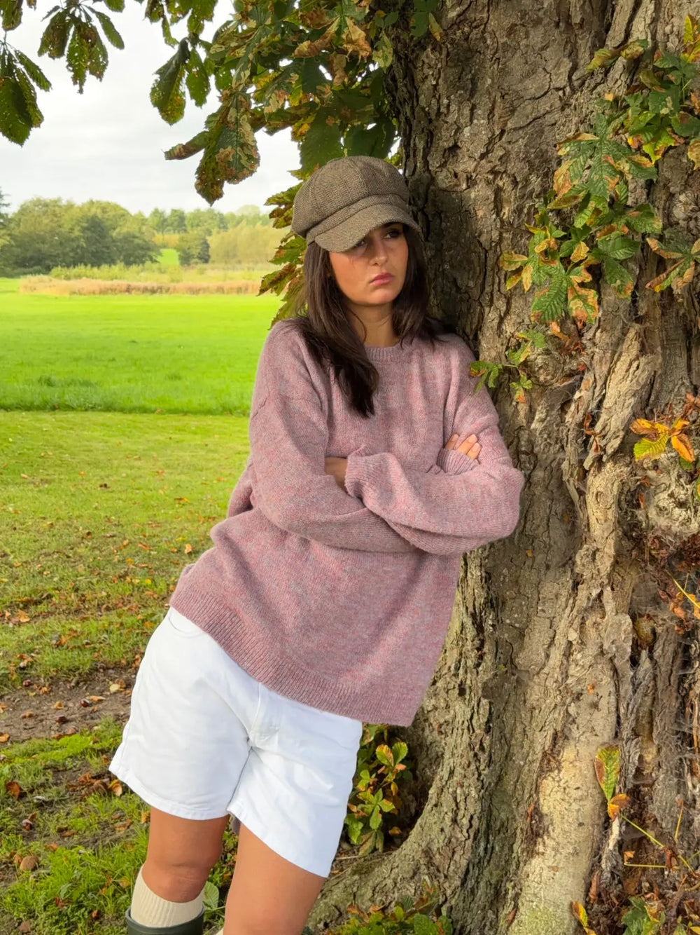 Orla strikbluse - Lyselilla