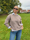 Orla strikbluse - Taupe