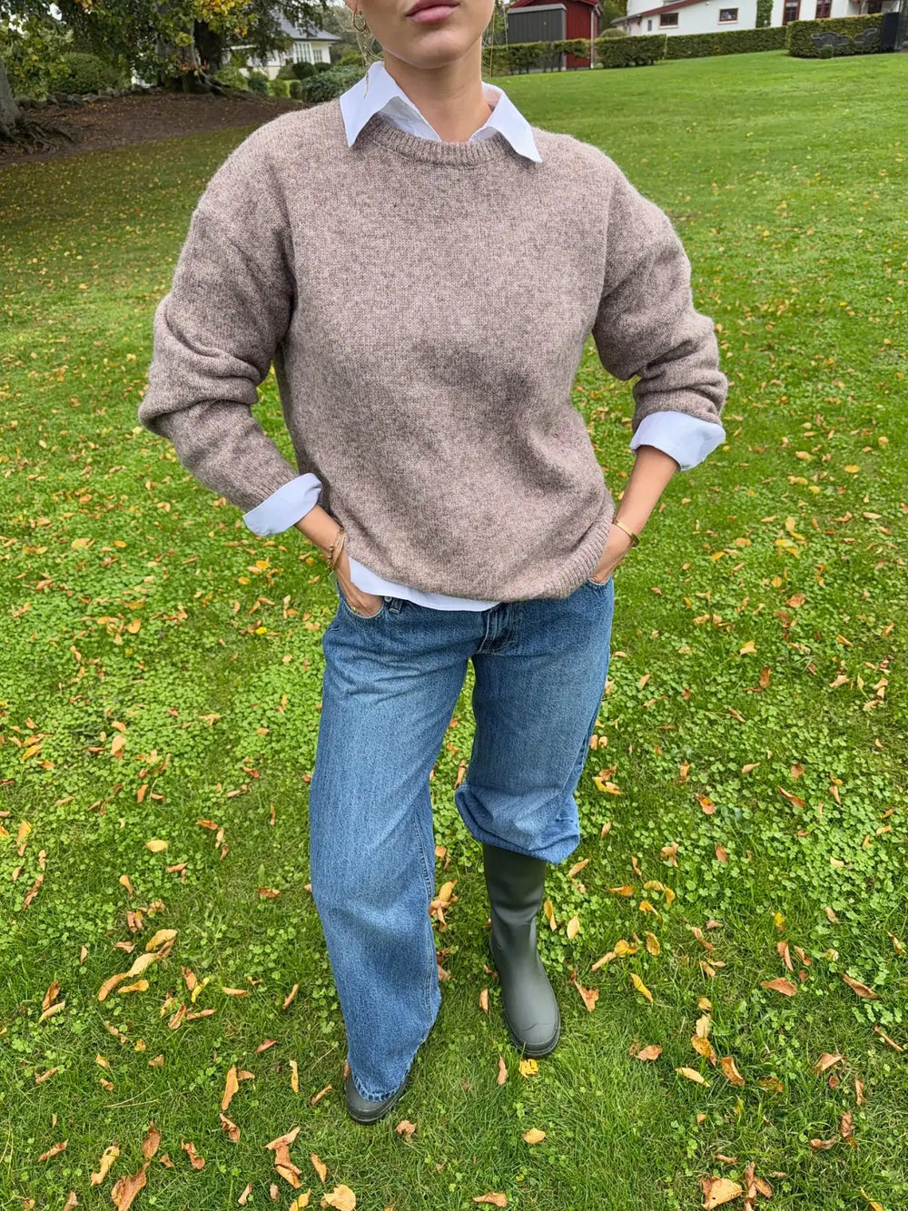 Orla strikbluse - Taupe