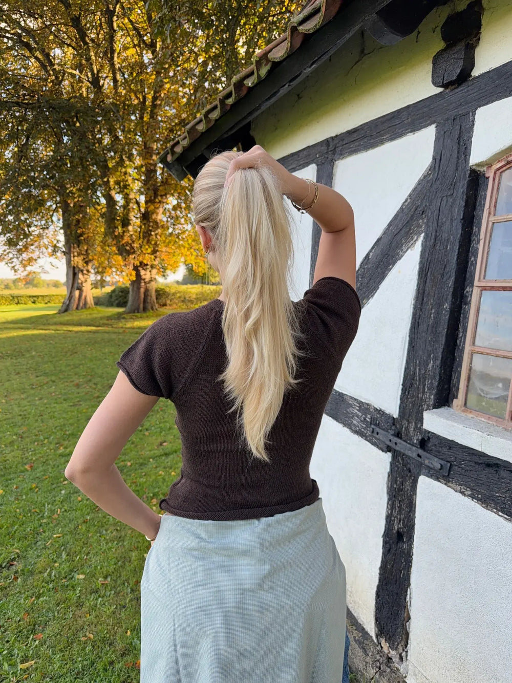 Serena strikket t-shirt - Brun