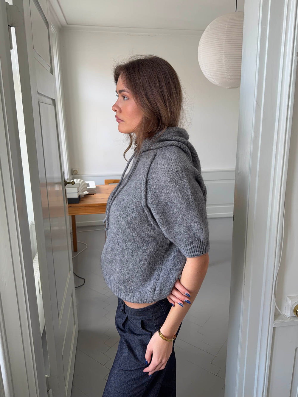 Vanja strikket hoodie - Grå