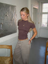 Sylvia strikket t-shirt - Brun