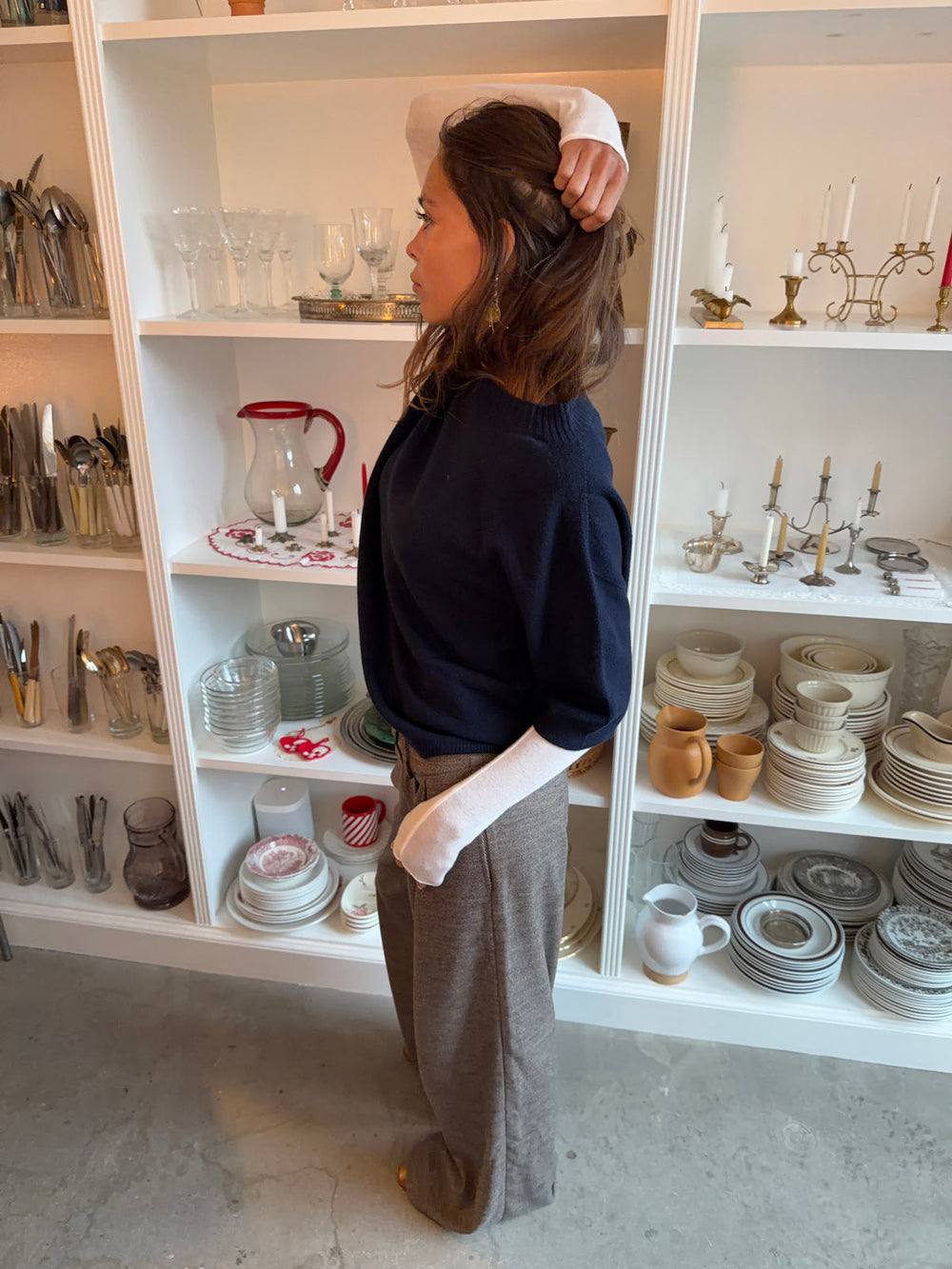 Arabella strikket t-shirt - Navy