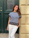 Alfi strikket t-shirt med striber - Hvid/brun
